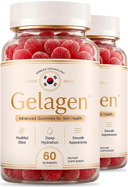 A jar of Gelagen skin, hair and nail gummies